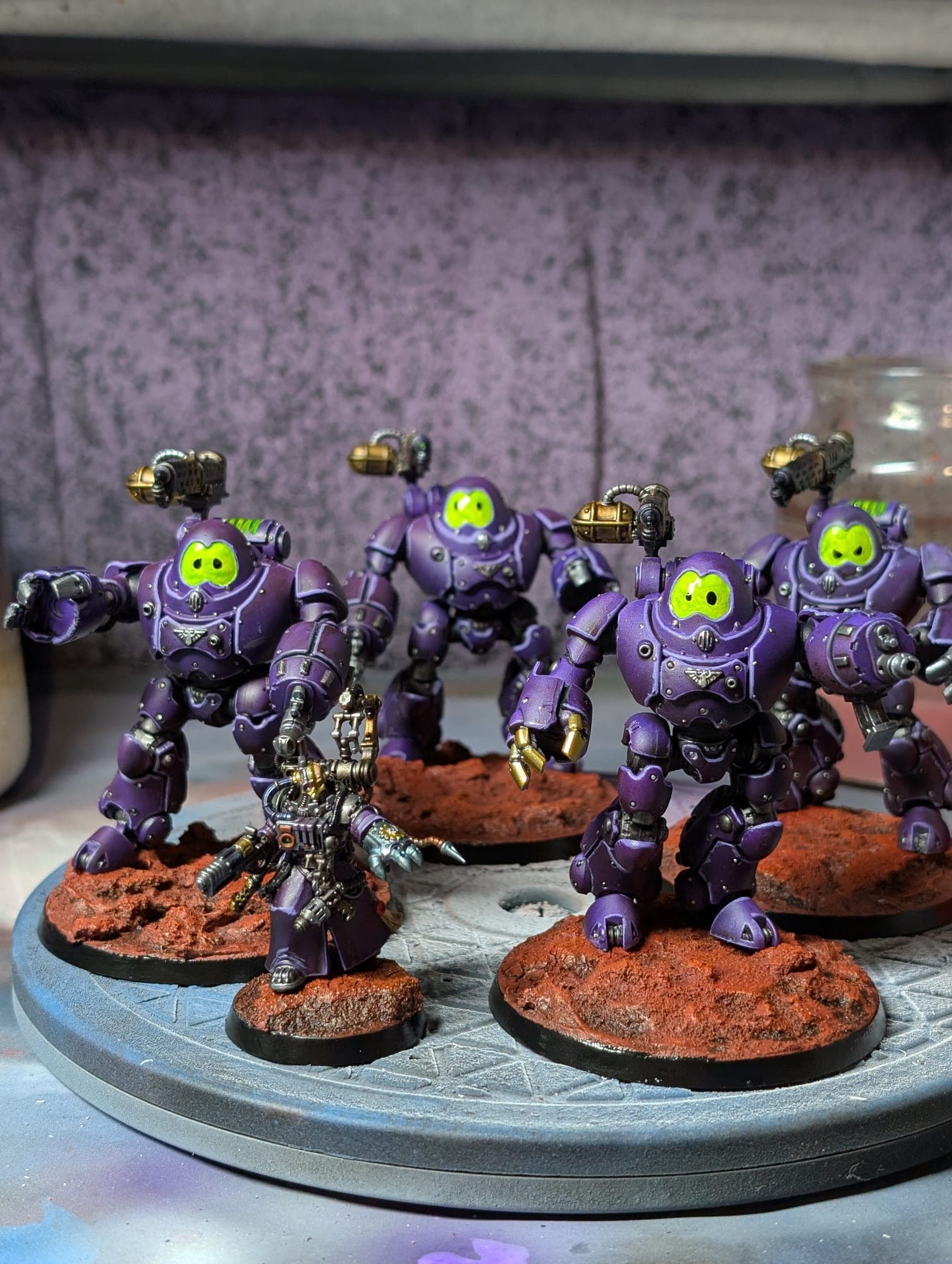 A unit of Kastelan Robots - coloured purple and green with as much personality as I could fit.